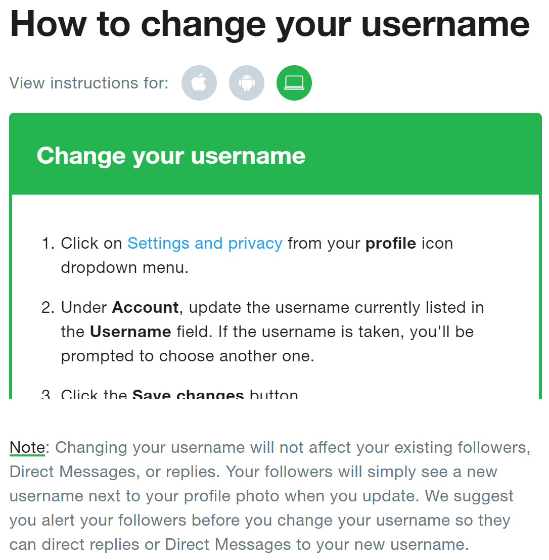 Source: https://help.twitter.com/en/managing-your-account/change-twitter-handle